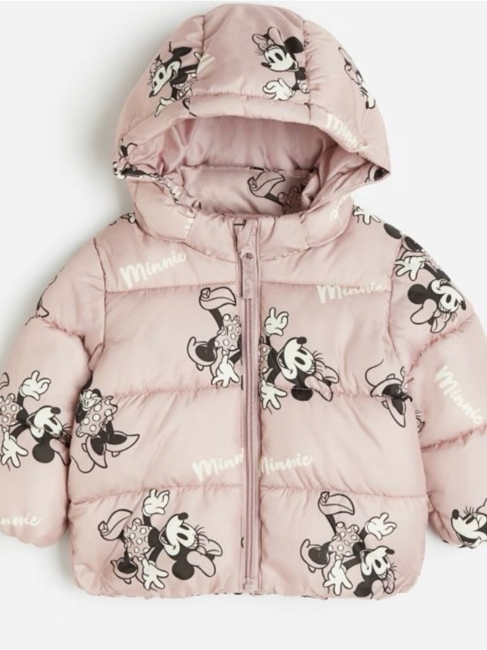 H&M Pink Minnie Mouse Puffer Jacket with Hood